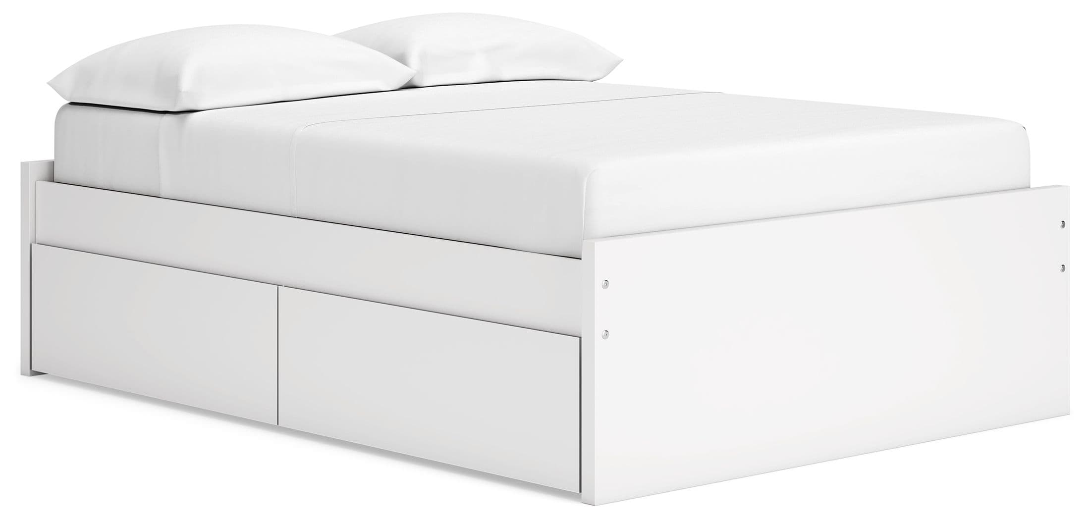 Full Platform Bed With 2 Side Storage · White