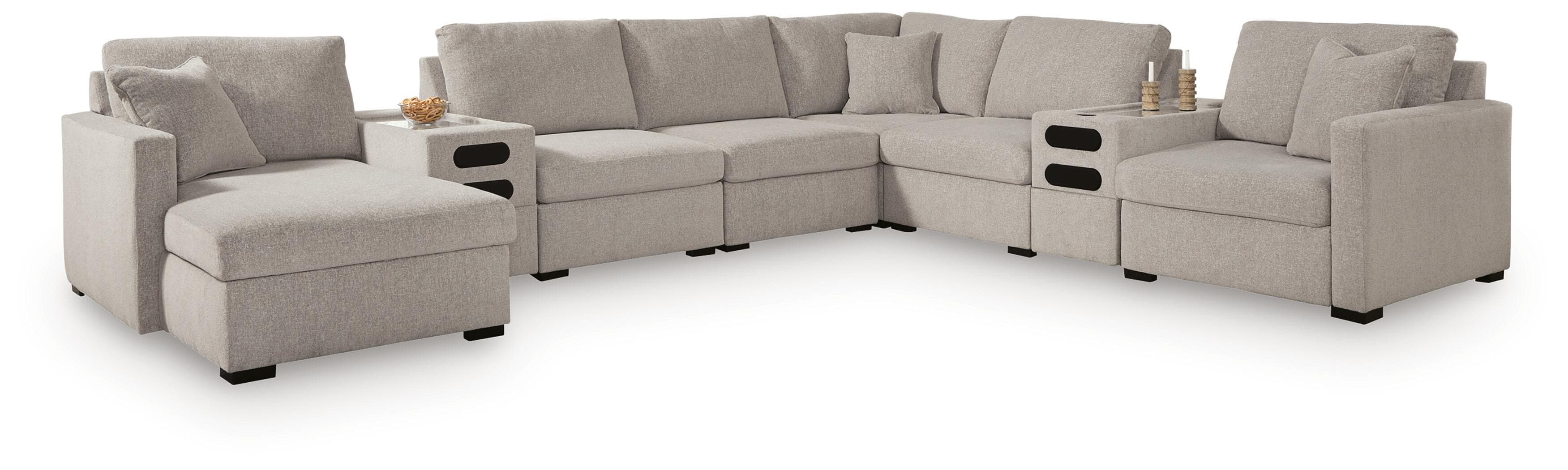 8-Piece Sectional With LAF Corner Chaise And Audio Consoles