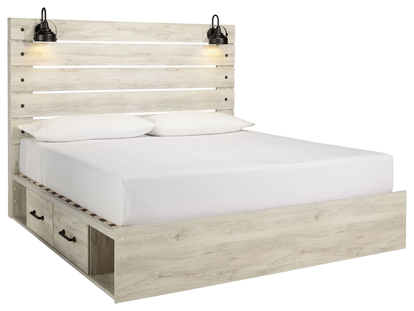 King Panel Bed With Side Storage Drawers