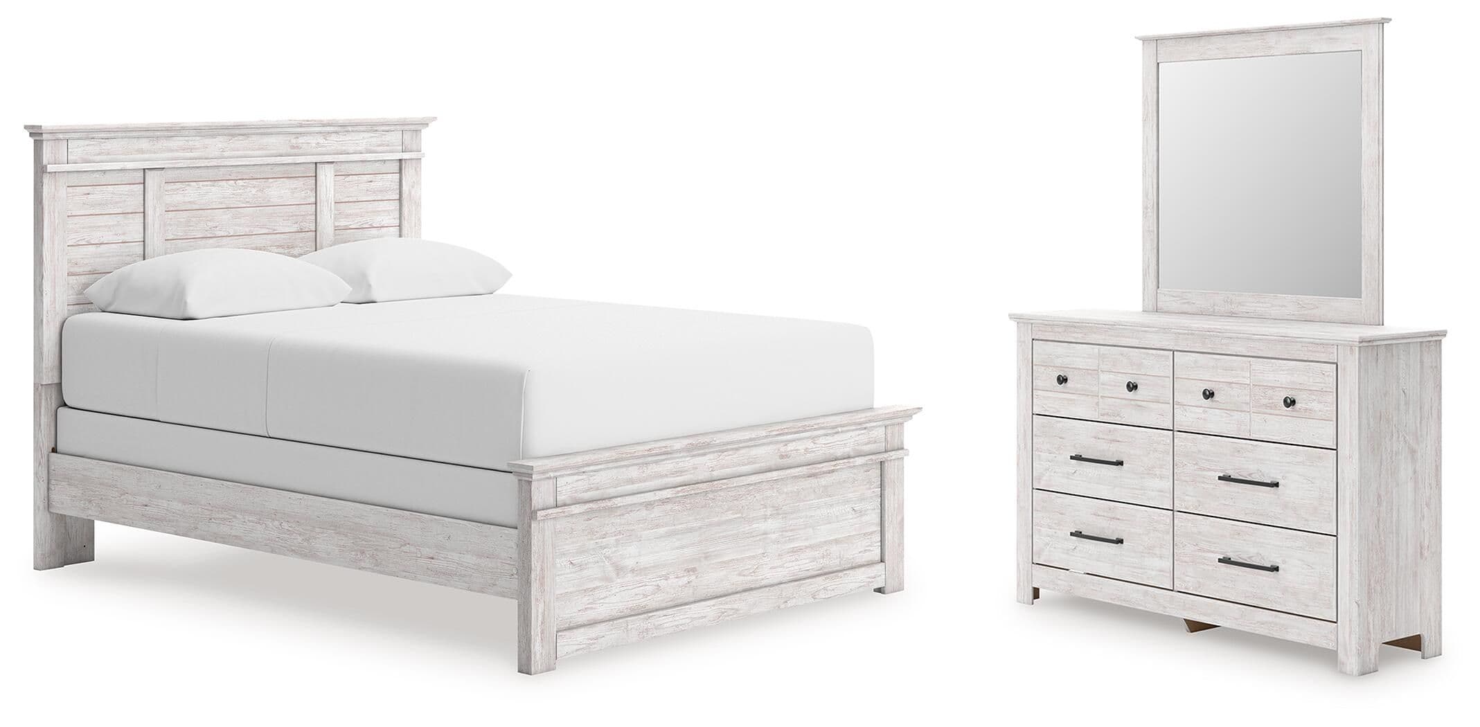 Makidern - 3 Pc. - Queen Panel Bed, Dresser And Mirror - Whitewash