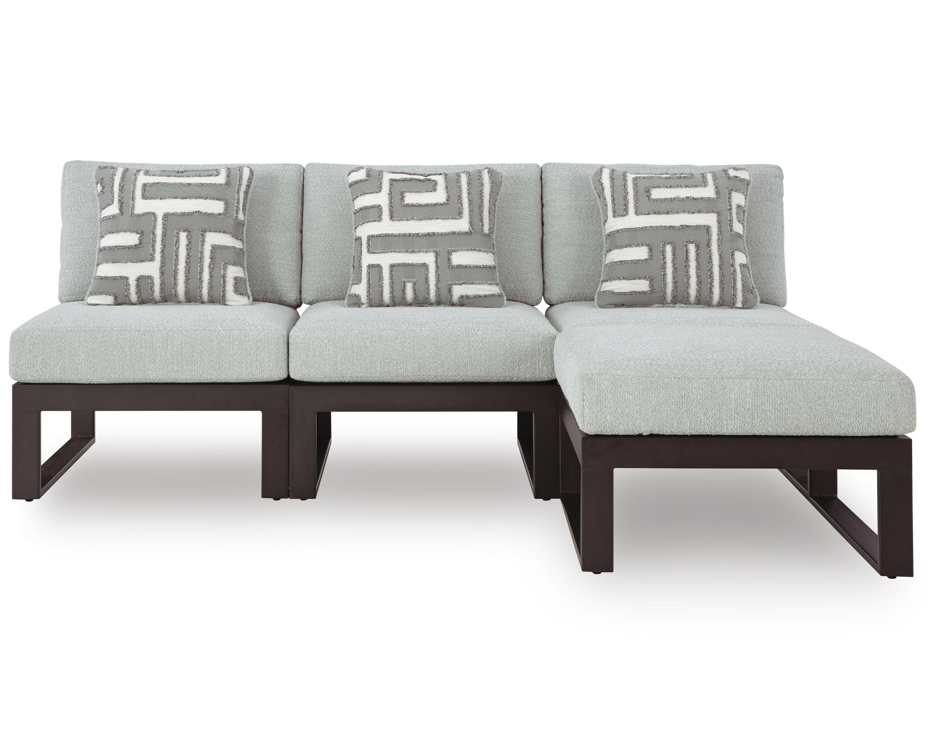4-Piece Outdoor Sectional With 3 Armless Chairs · Black / Gray