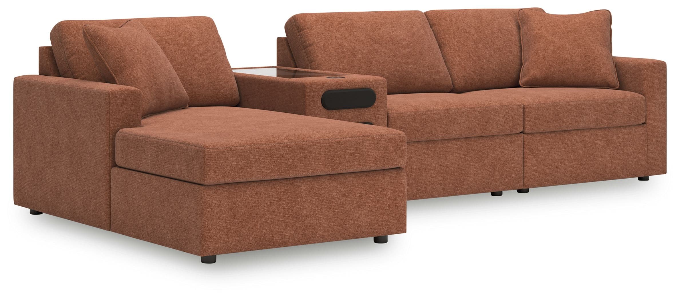 4-Piece Sectional With Laf Corner Chaise And Audio System Console