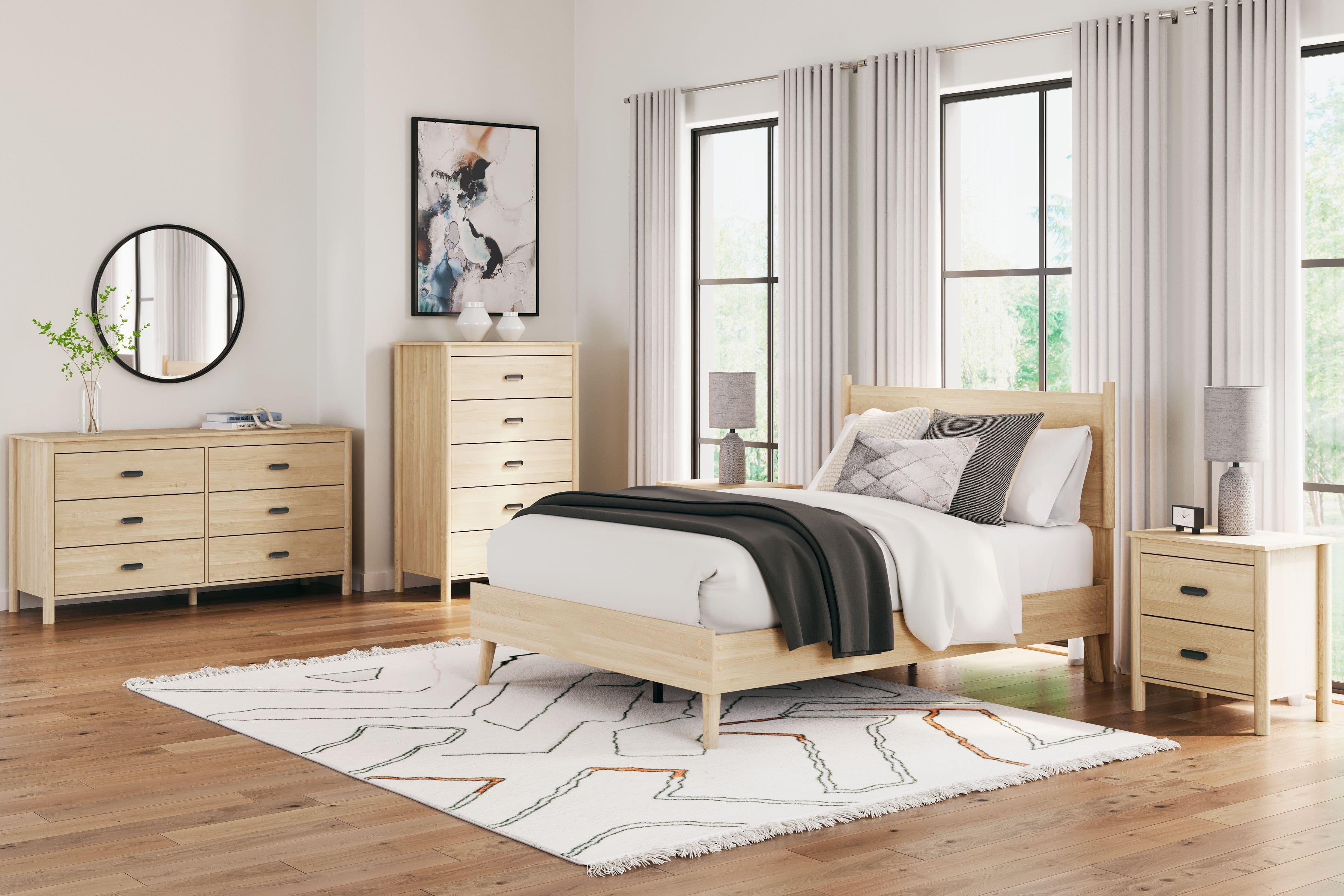 6 Pc. · Dresser, Chest, Full Platform Panel Bed, 2 Nightstands