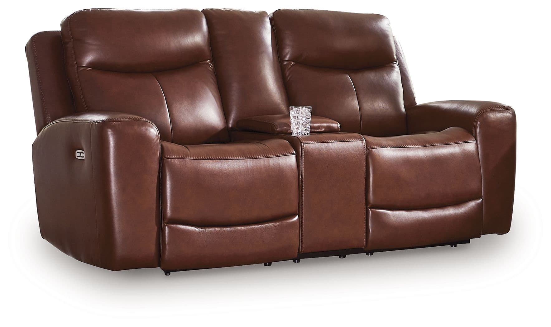 Bexhurst - Power Reclining Loveseat With Console / Adjustable Headrest - Mahogany