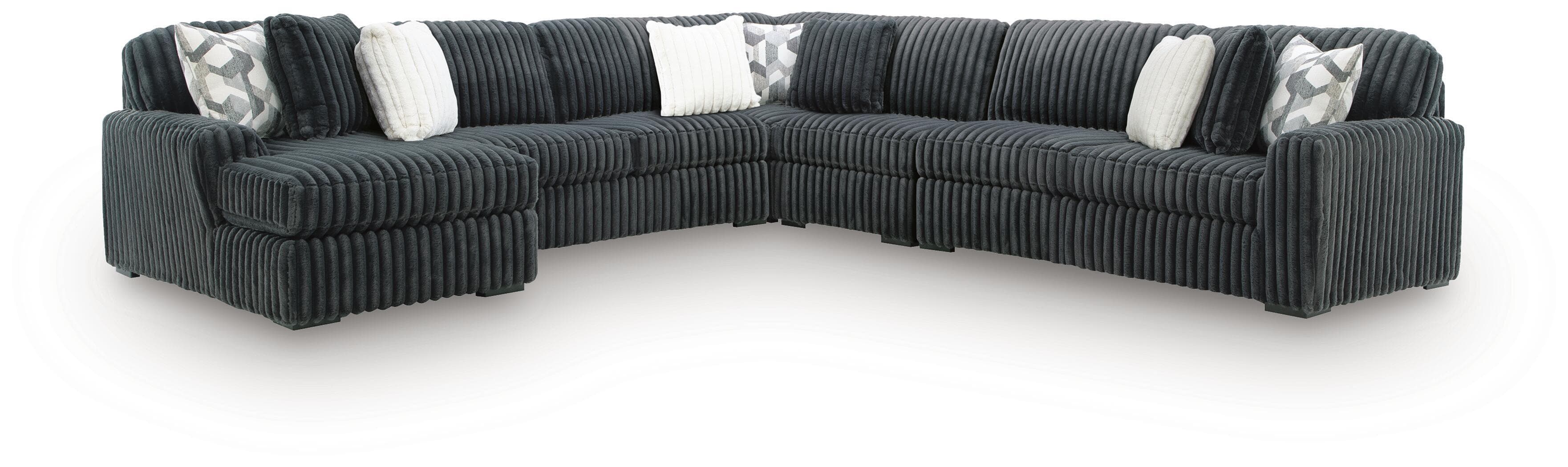 Midnight-Madness - 5-Piece Sectional With LAF Corner Chaise And RAF Sofa - Gunmetal