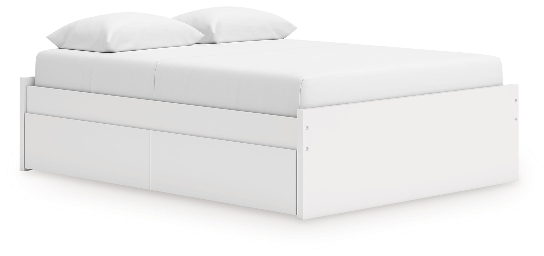 Queen Platform Bed With 1 Side Storage · White