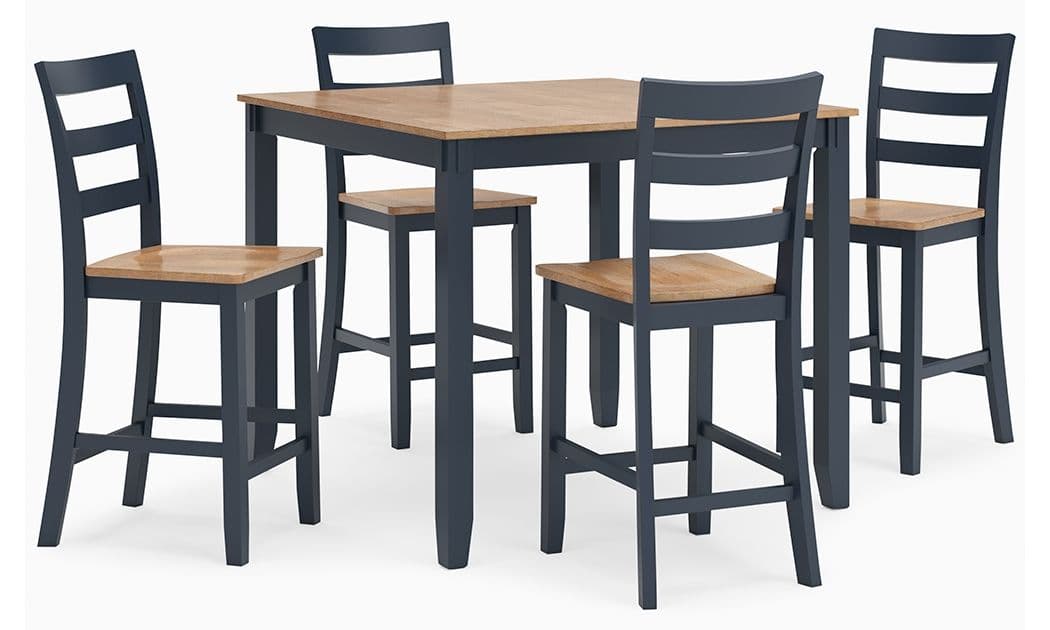 Dining Room Counter Table Set (Set of 5) · Natural / Blue