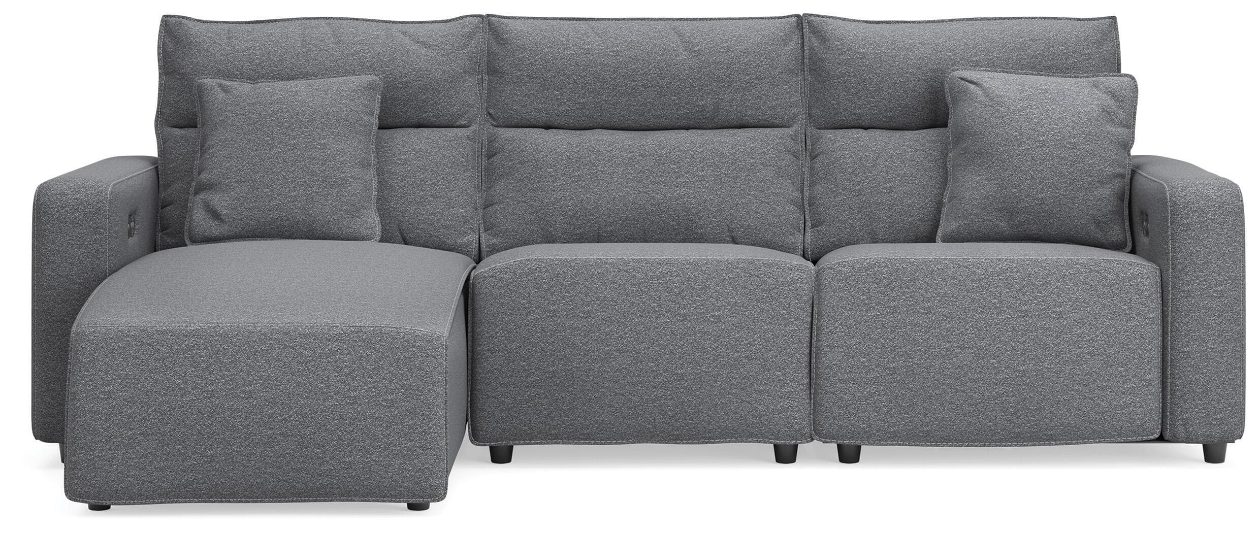 3-Piece Power Reclining Sofa With LAF Press Back Power Chaise · Salt And Pepper