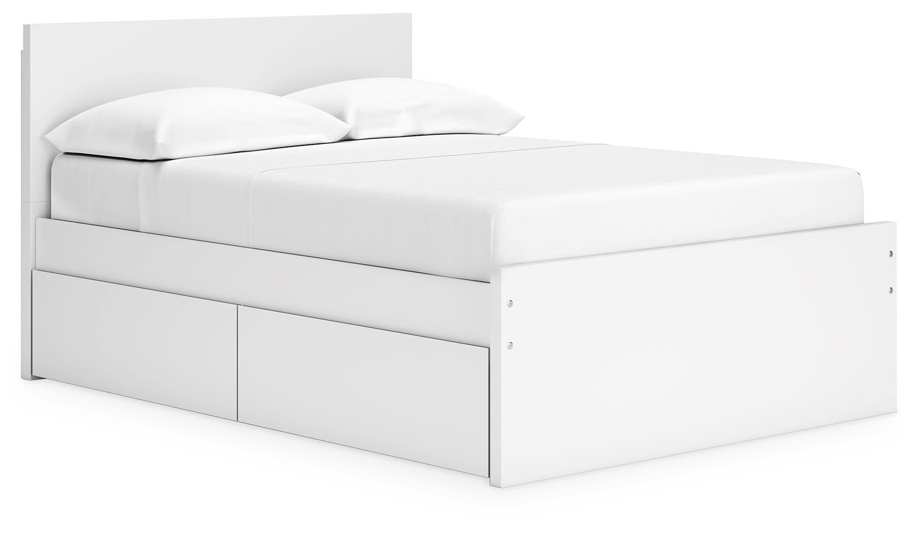 Full Panel Platform Bed With 2 Side Storage · White