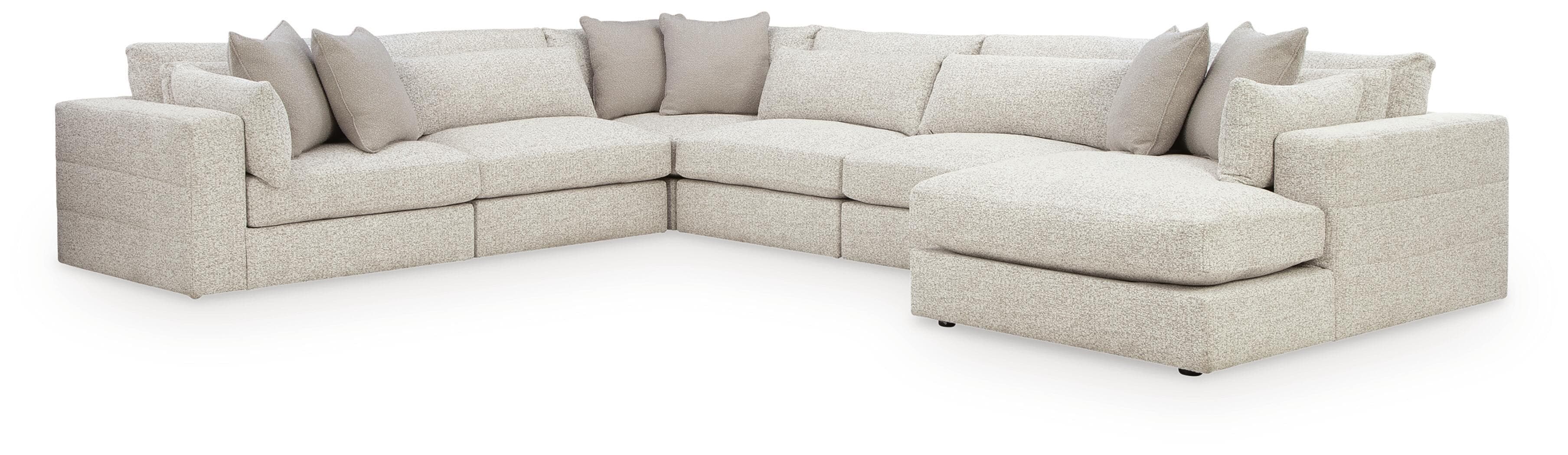 Ashbourne Estate - 6-Piece Sectional With RAF Corner Chaise - Snowstone
