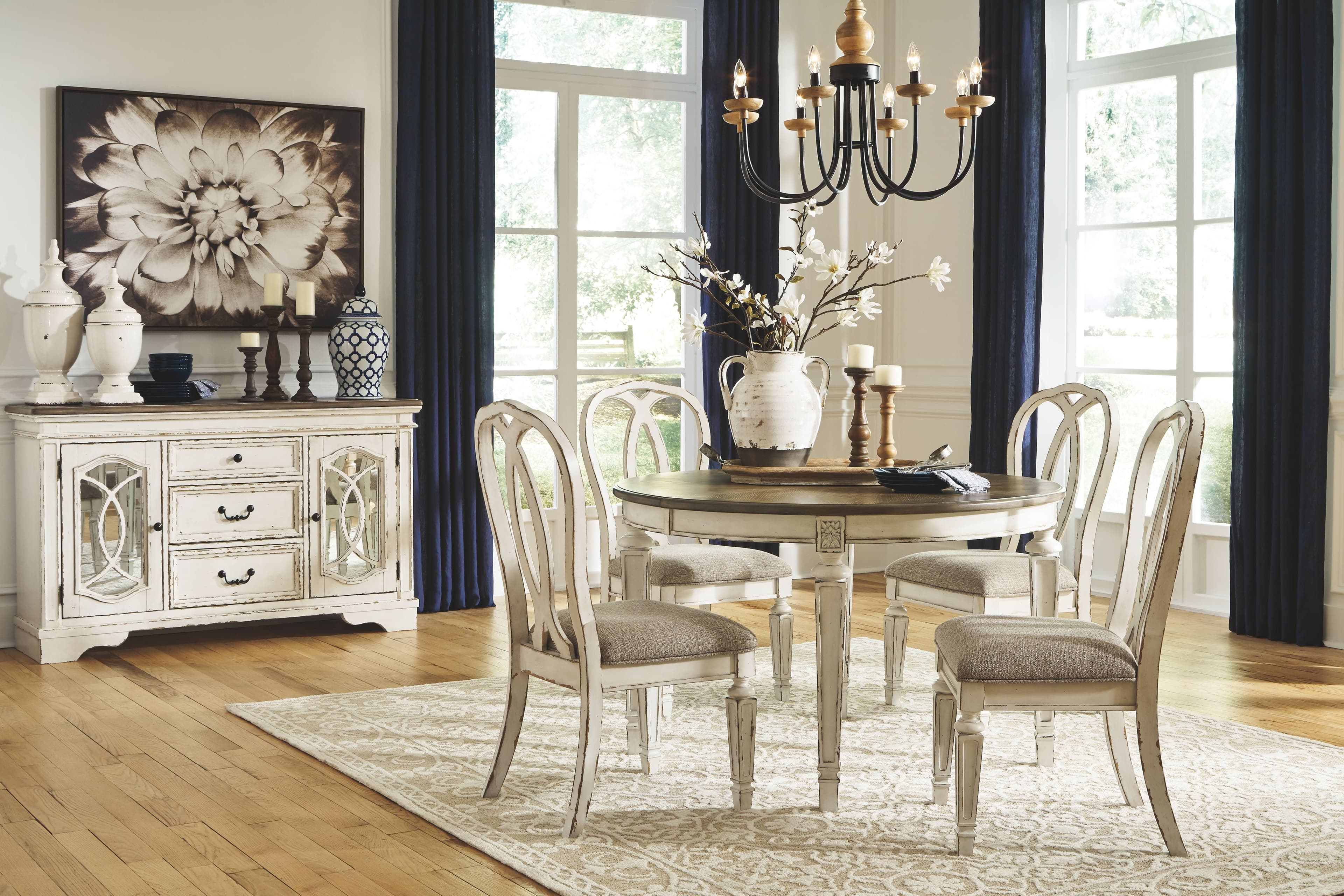 5 Pc. · Extension Table, 4 Ribbon Back Side Chairs