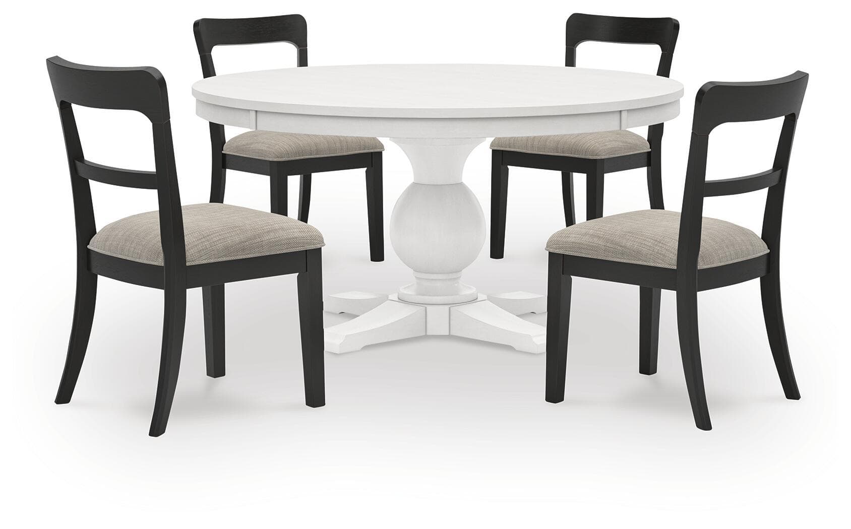 Greddinton - 5 Pc. - Dining Table And 4 Upholstered Dining Side Chairs - White / Black