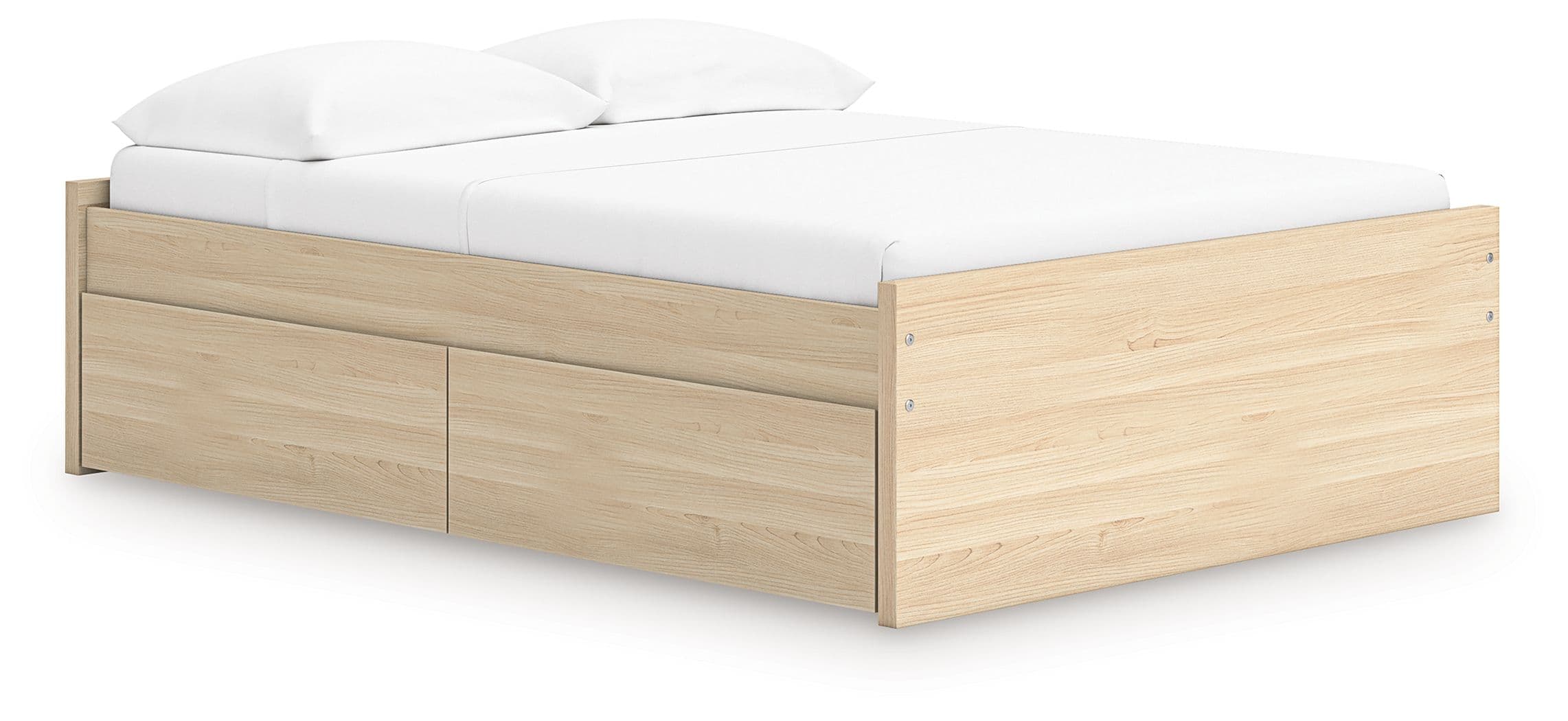 Full Platform Bed With 1 Side Storage · Natural