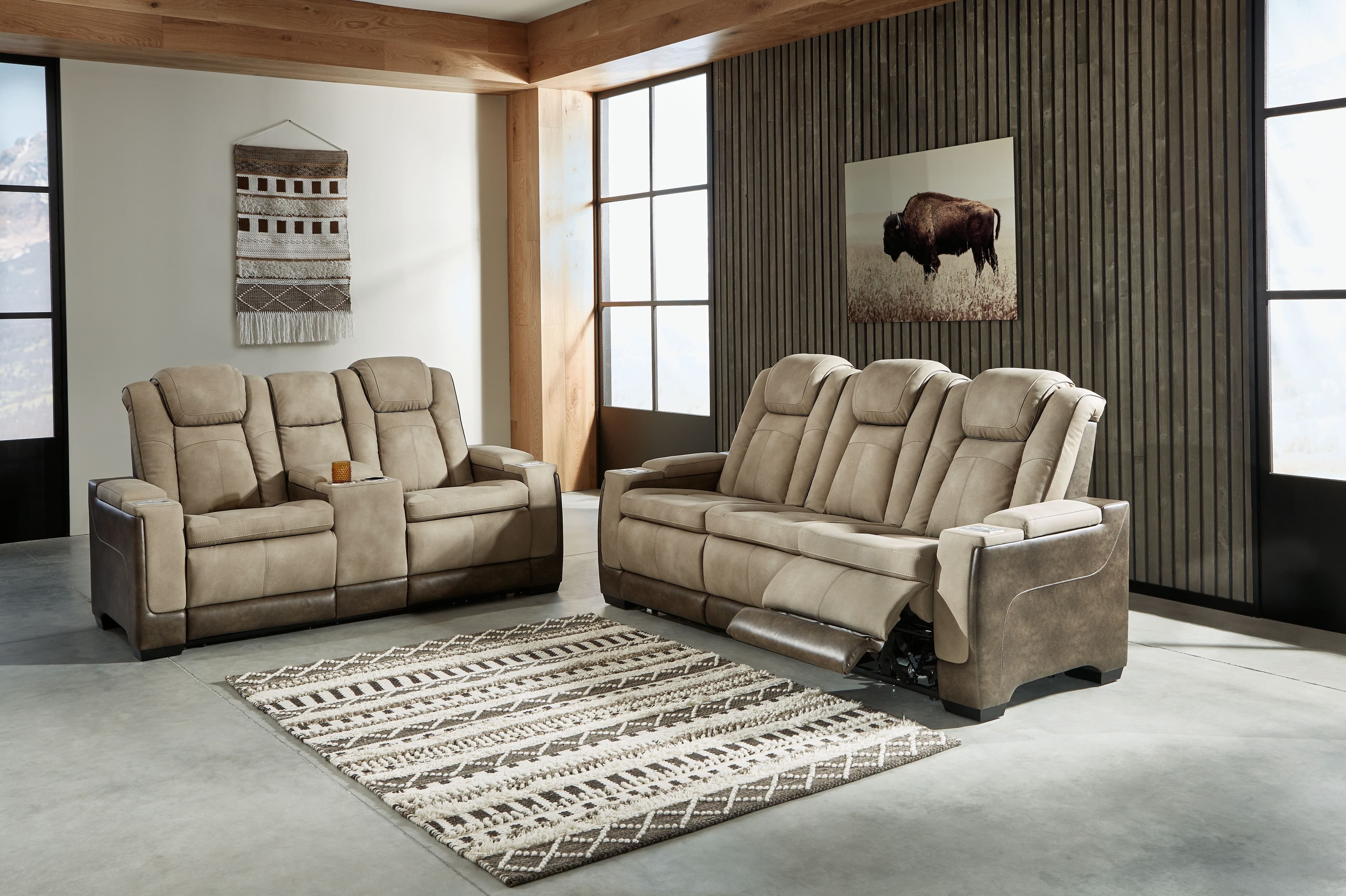 Next-Gen Durapella - 2 Pc. - Power Sofa, Loveseat - Sand