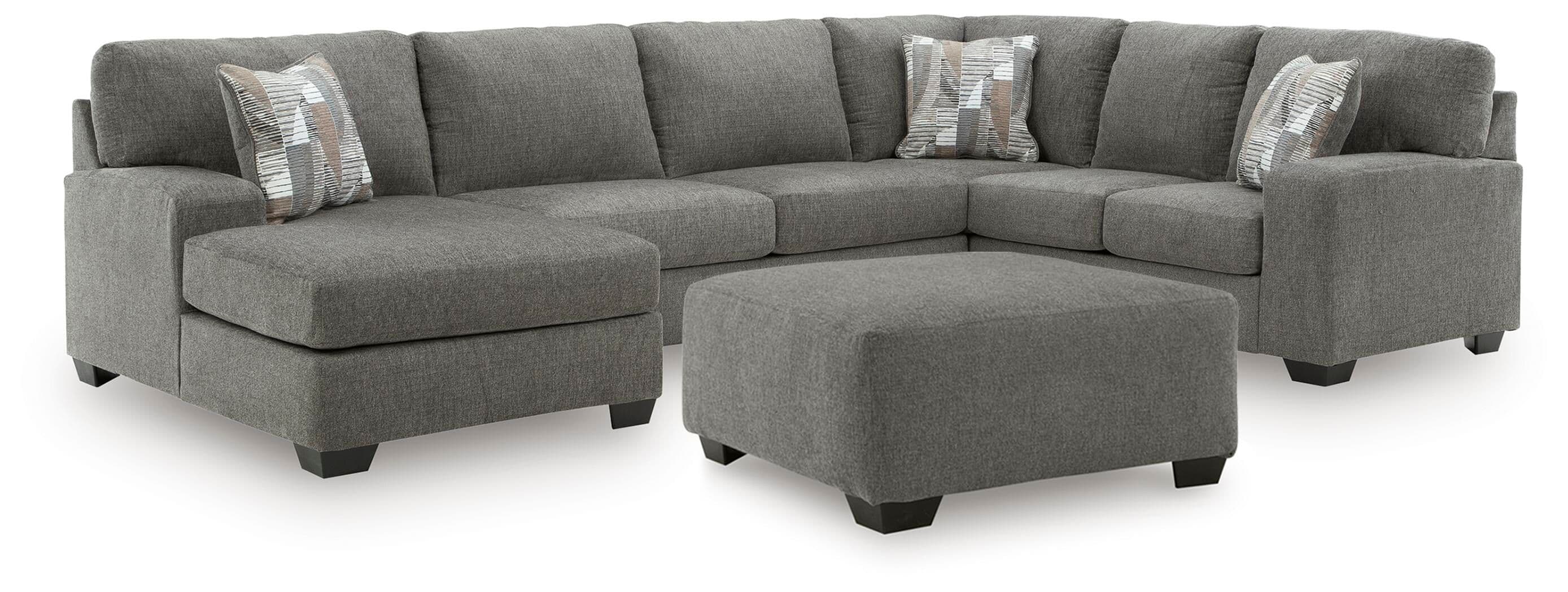 Clarington - 2 Pc. - 3-Piece Sectional And Oversized Ottoman - Greystone