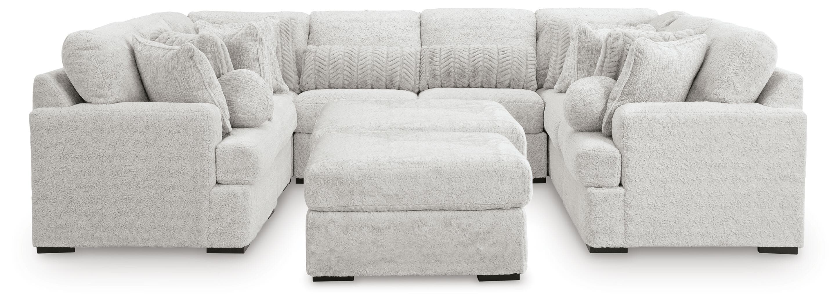 Cuddle Plush - 10-Piece Sectional With 2 Oversized Ottomans - Arctic