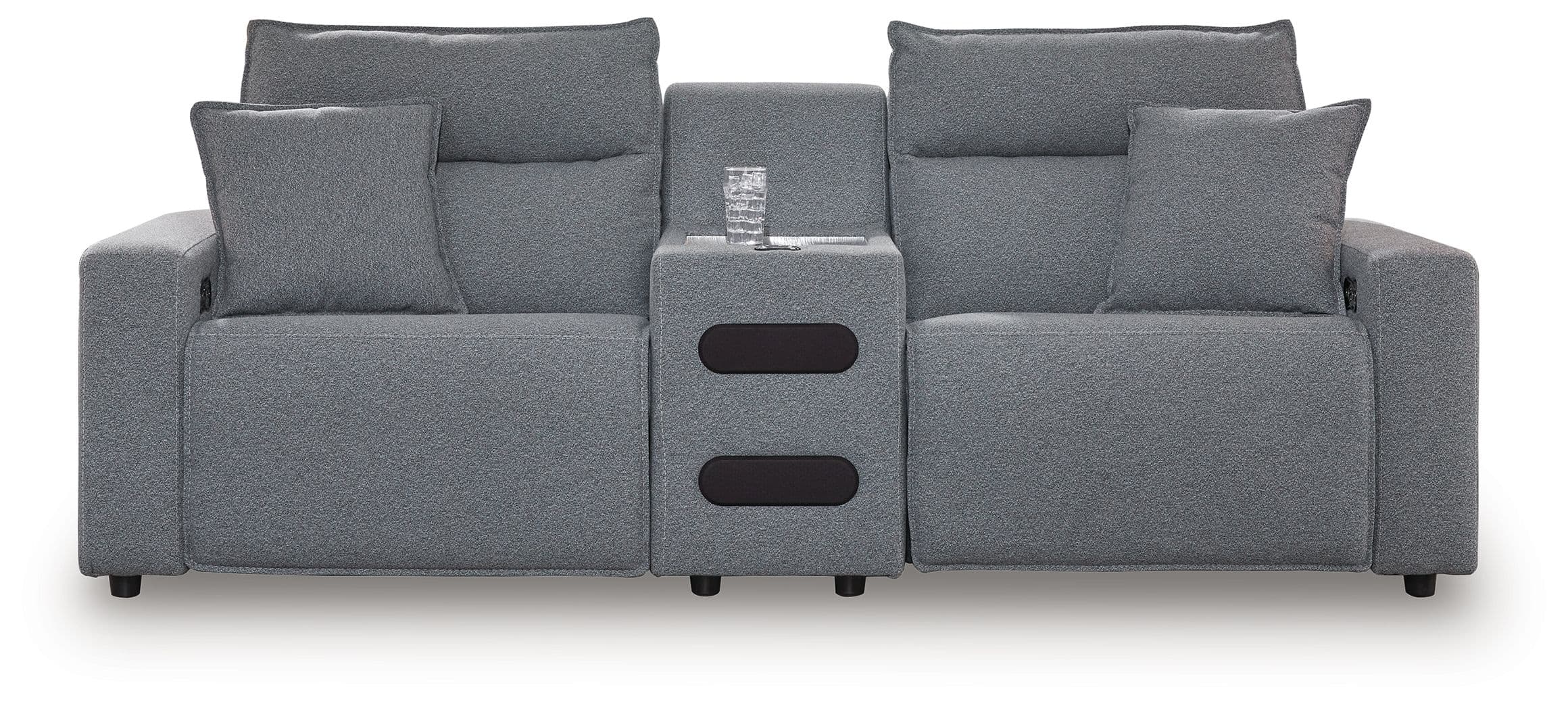 3-Piece Power Reclining Sectional With Audio Console · Salt And Pepper
