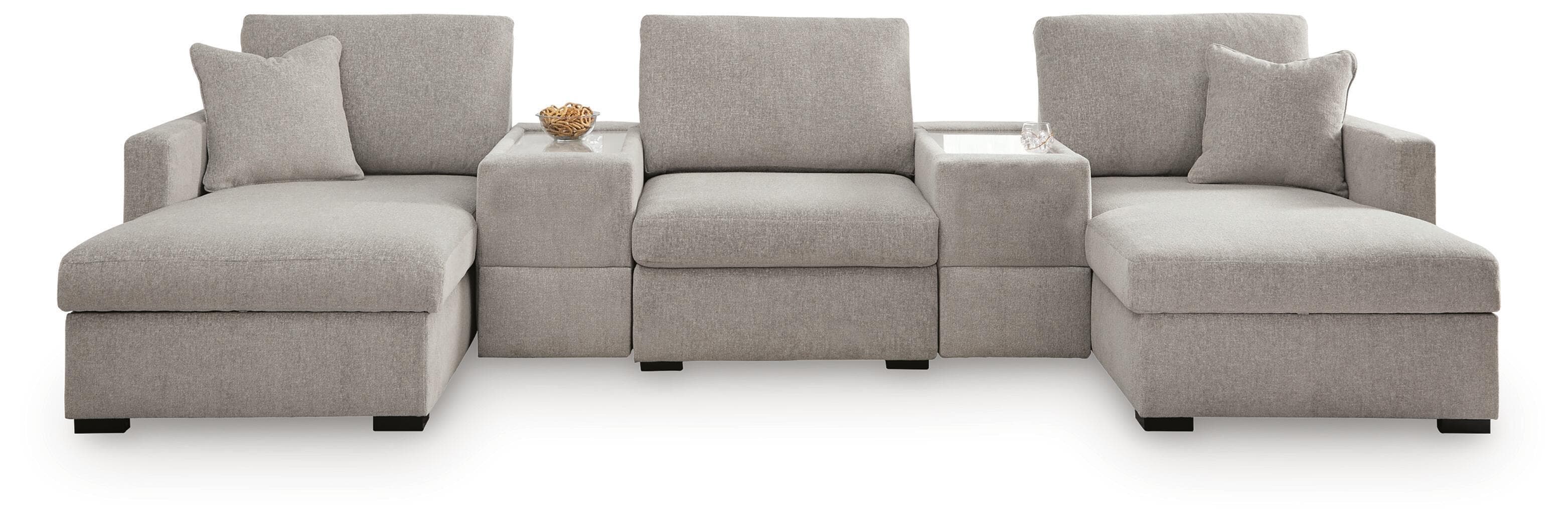 5-Piece Double Chaise Sectional With Storage Consoles