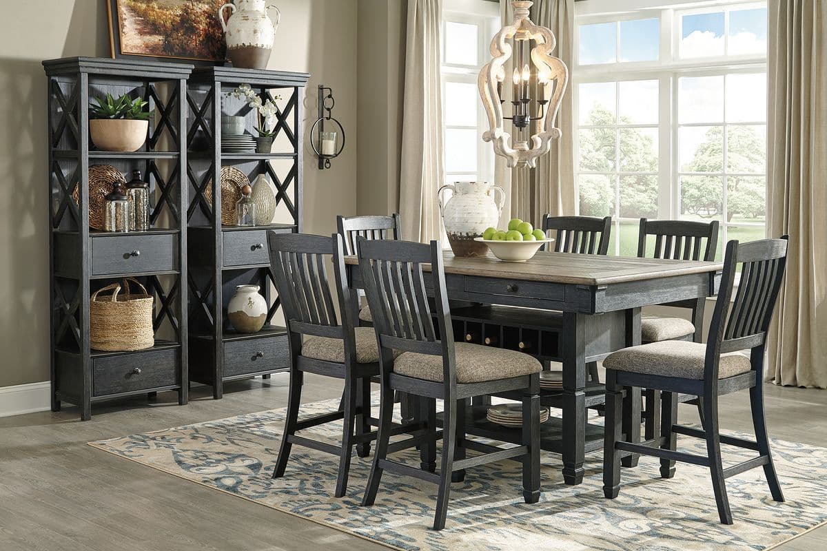9 Pc. · Counter Table, 6 Barstools, 2 Cabinets