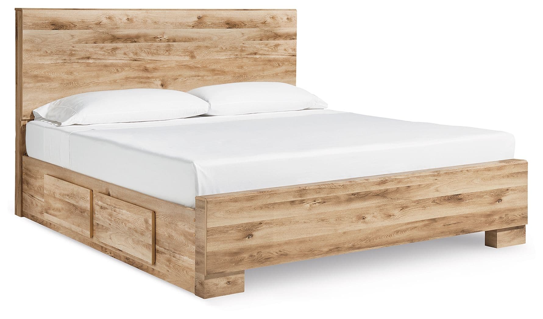 King Panel Bed With 2 Side Storage · Tan Brown