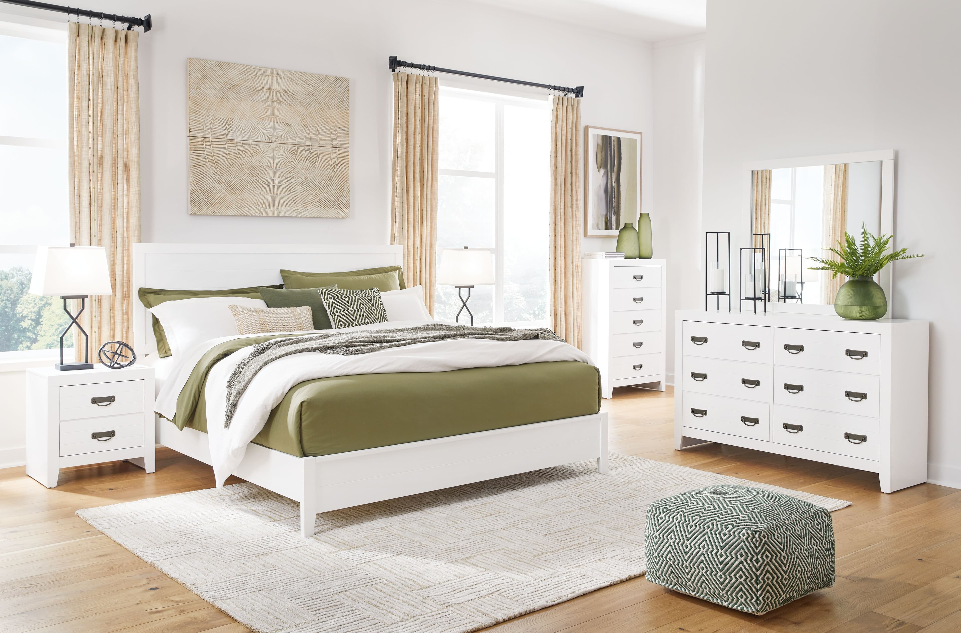 7 Pc. · Dresser, Mirror, Chest, King Panel Bed, 2 Nightstands