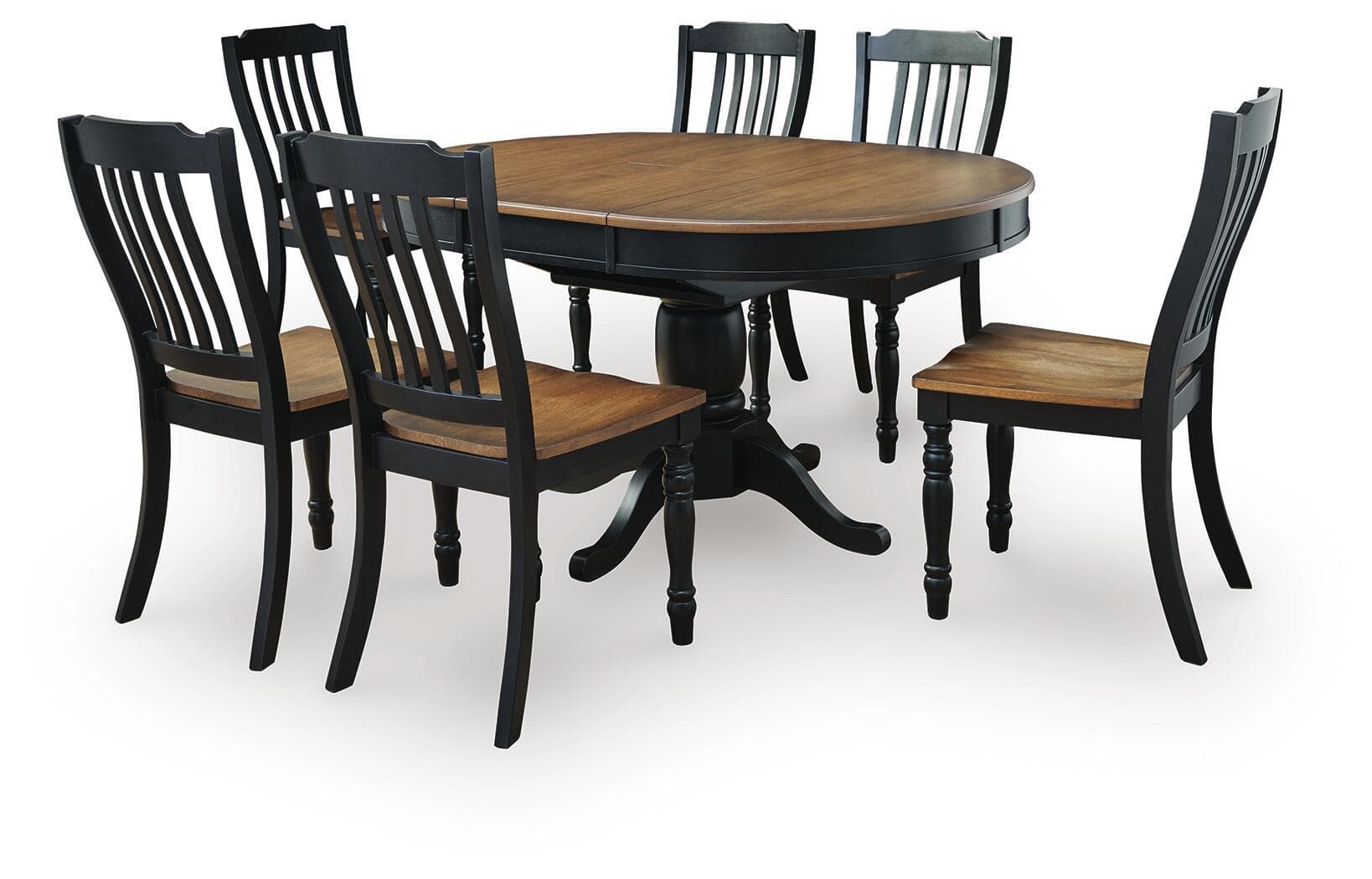 Clorazi - 7 Pc. - Extension Dining Table And 6 Chairs - Black / Brown