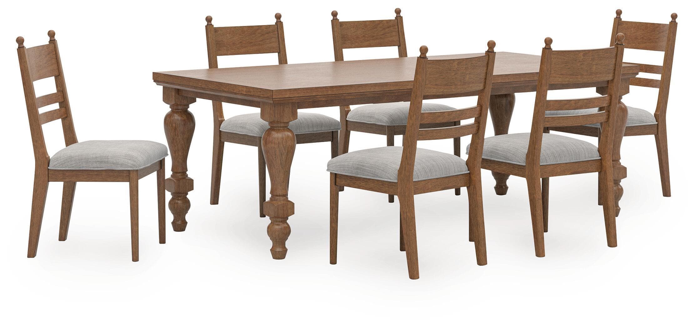 Greddinton - 7 Pc. - Dining Table And 6 Upholstered Side Chairs - Brown