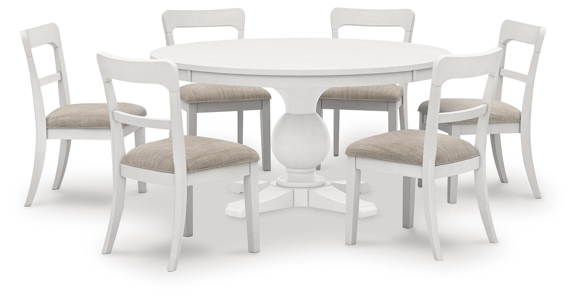 Greddinton - 7 Pc. - Dining Table And 6 Upholstered Dining Side Chairs - White