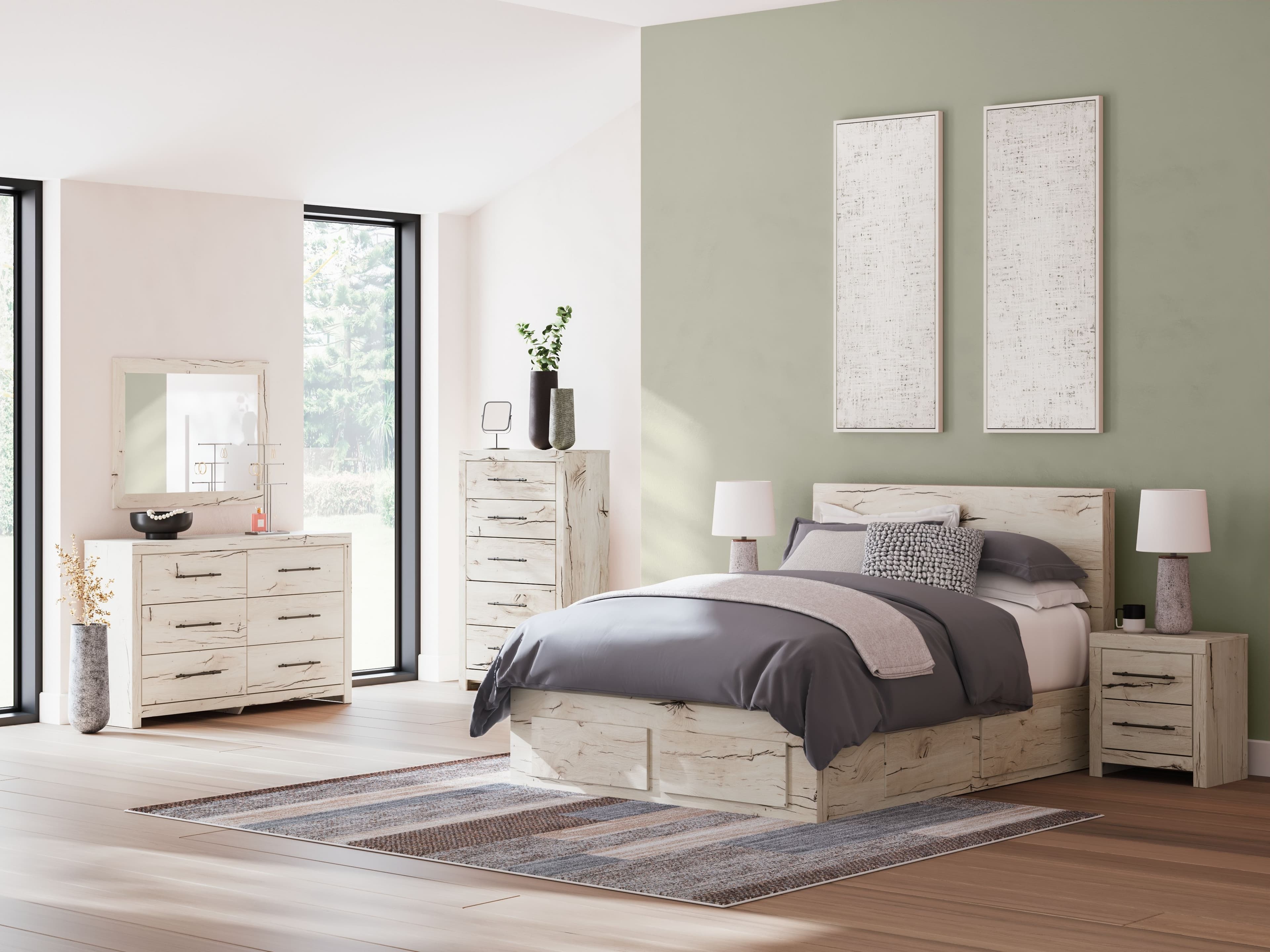 10 Pc. · Dresser, Mirror, Chest, Queen Panel Bed With Storage Footboard And 2 Under Bed Storage Units, 2 Nightstands