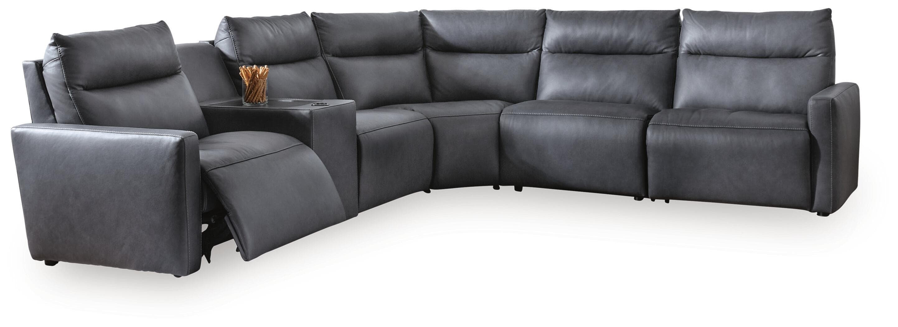 ModZ - 6-Piece Power Reclining Sectional With 2 Armless Chairs And Audio Console - Blue