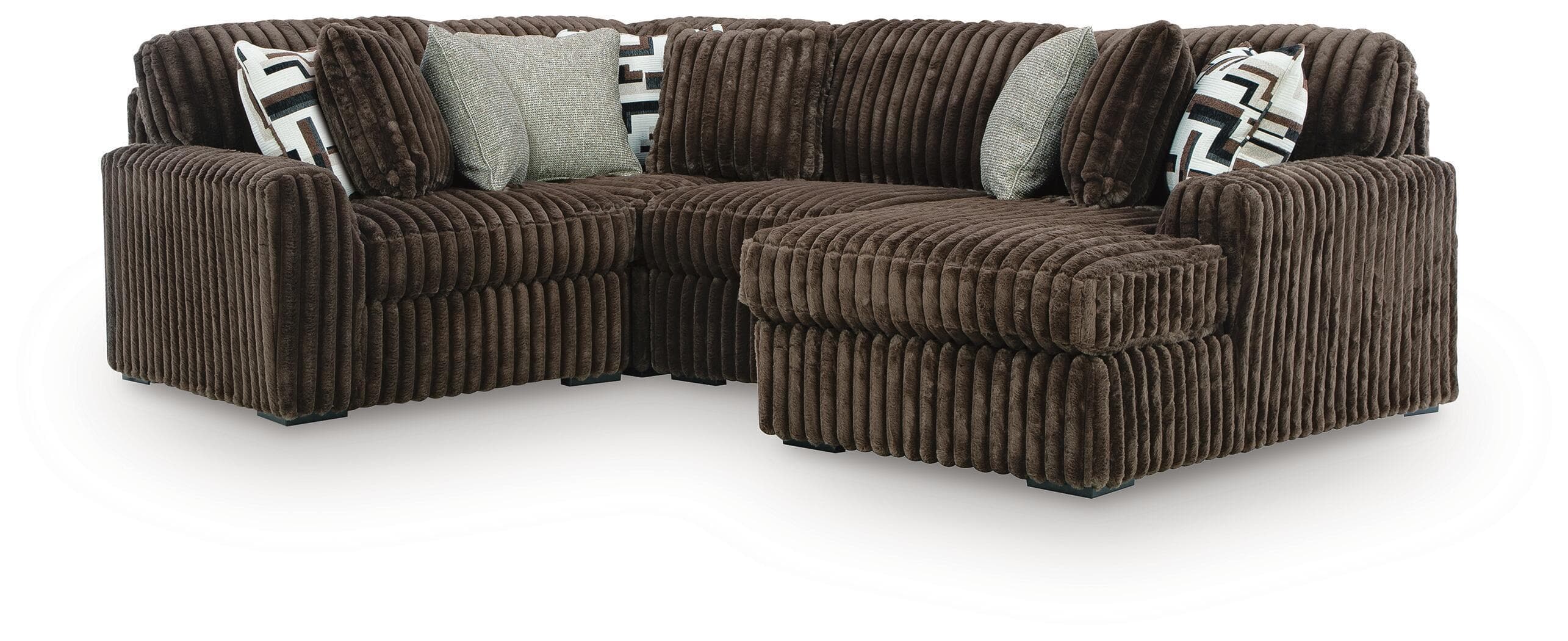 Midnight-Madness - 4-Piece Sectional With RAF Corner Chaise And Armless Chair - Chocolate