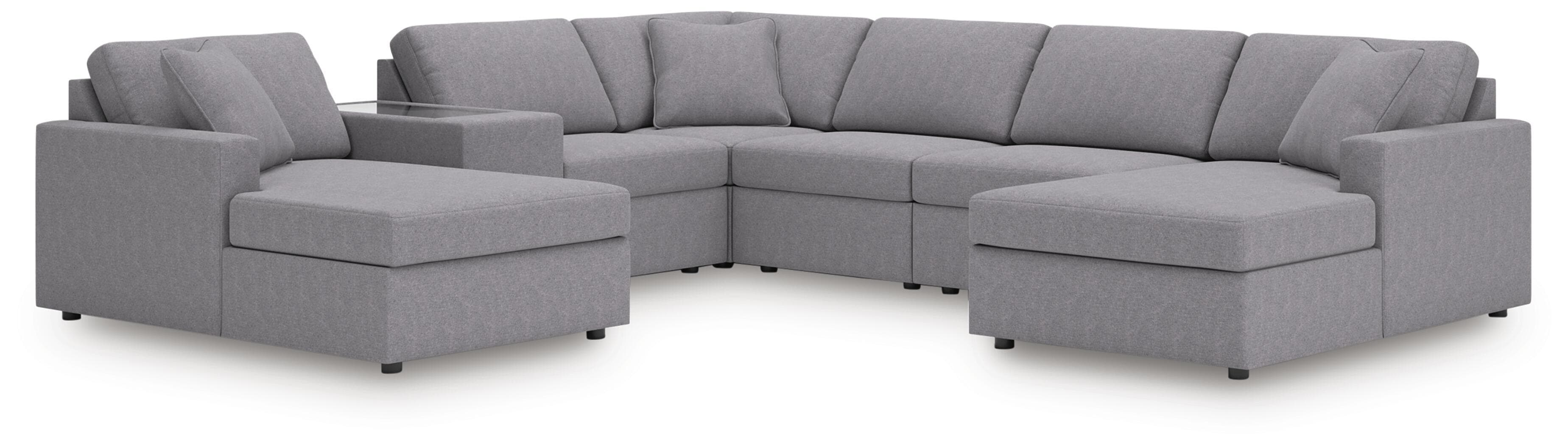 7-Piece Sectional With Laf And Raf Corner Chaises And With Storage Console
