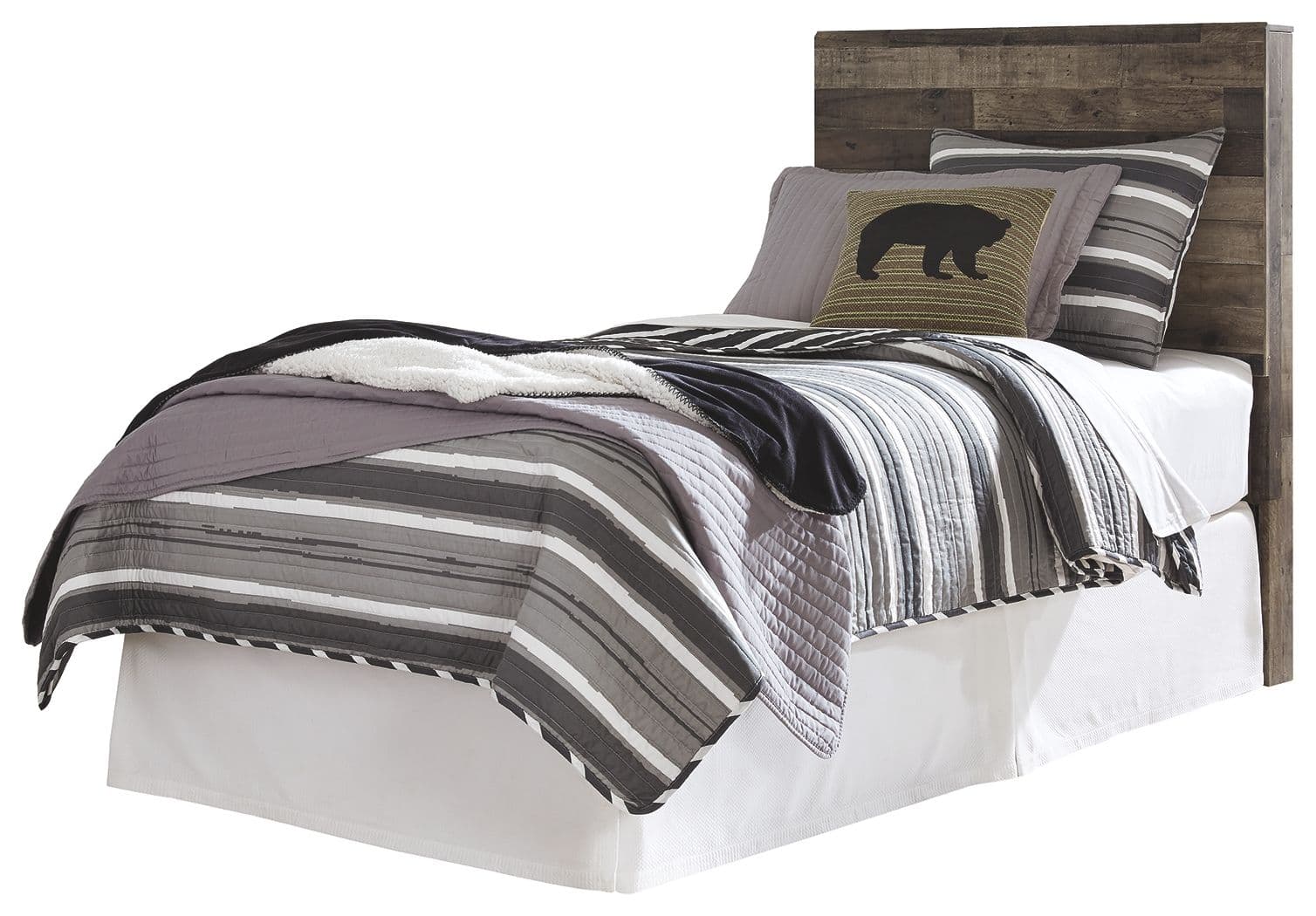 Derekson - Twin Panel Headboard with Bolt on Bed Frame - Multi Gray