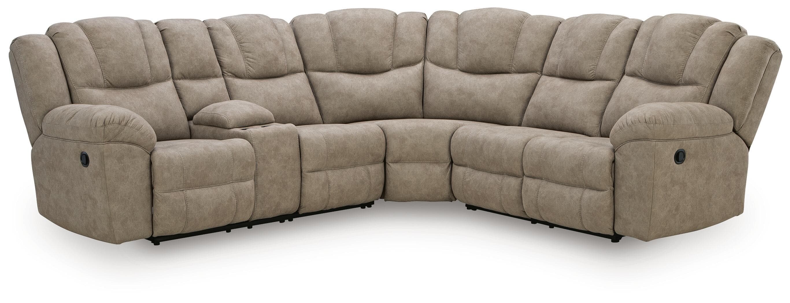 Pearce-Pike - 3-Piece Reclining Sectional With LAF Reclining Loveseat With Console - Birch