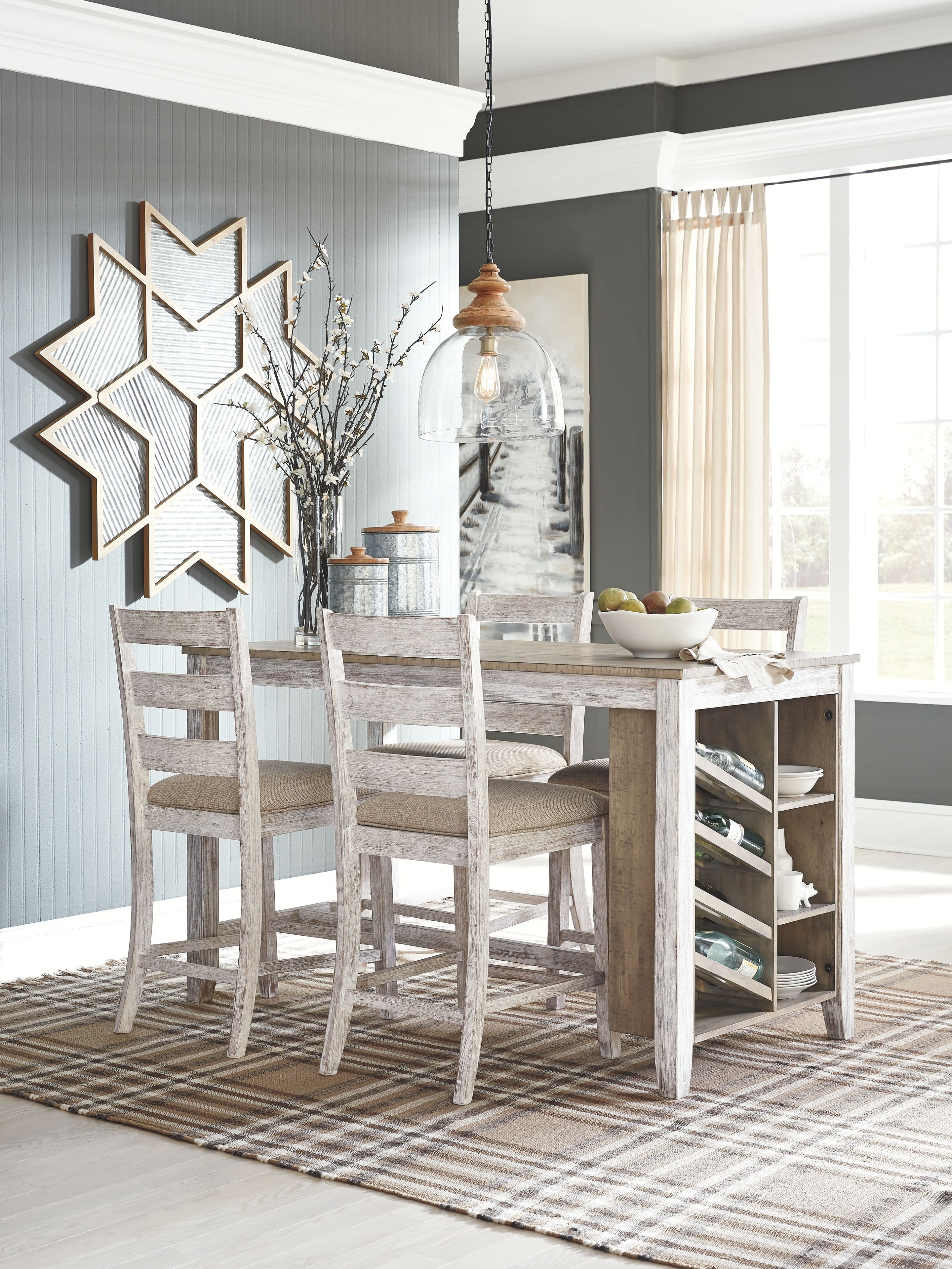 5 Pc. · Counter Table, 4 Upholstered Barstools