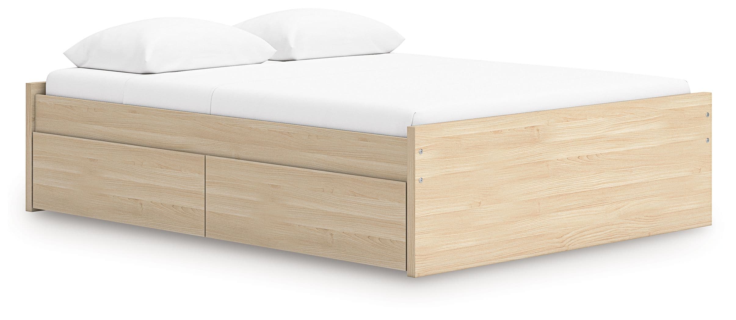 Queen Platform Bed With 2 Side Storage · Natural