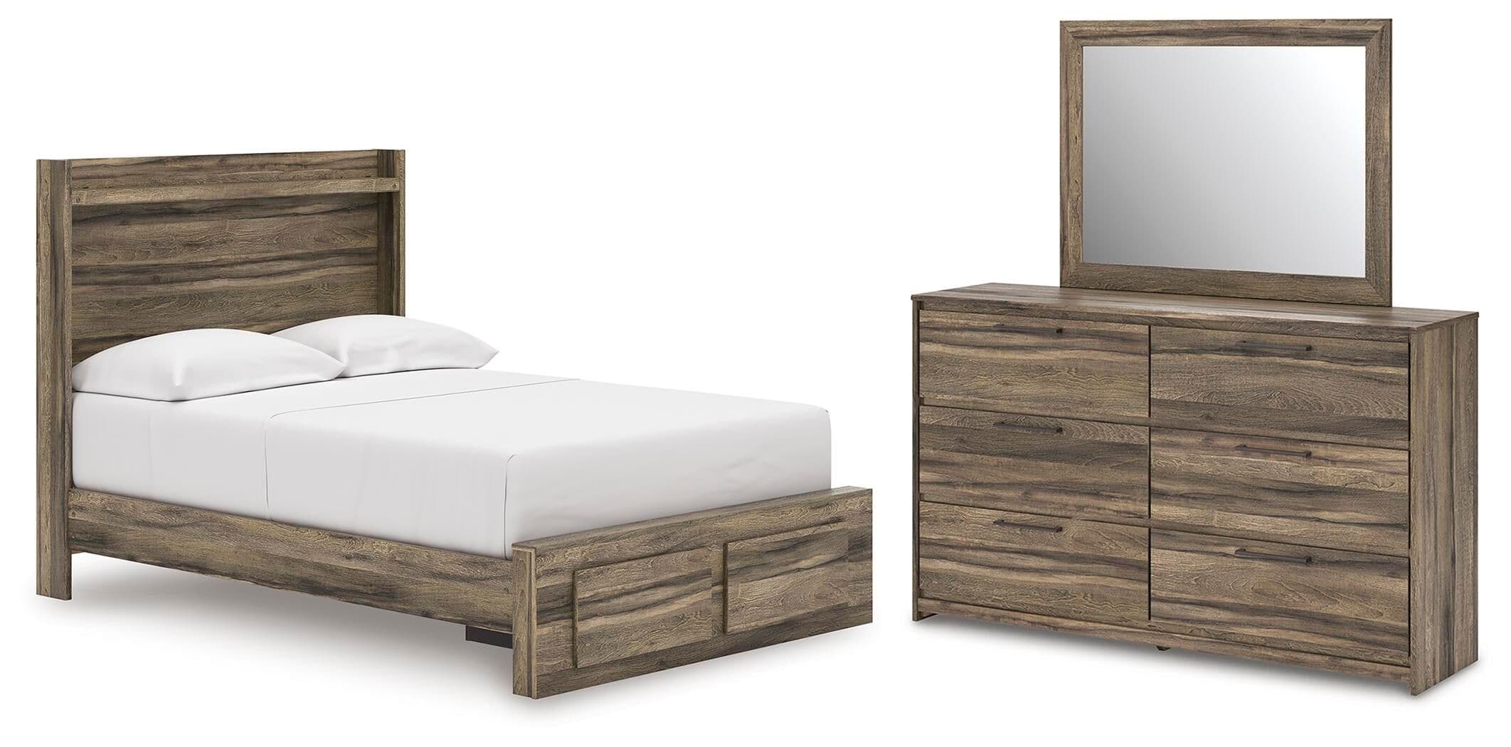 Elbrim - 3 Pc. - Full Panel Storage Bed, Dresser And Mirror - Brown