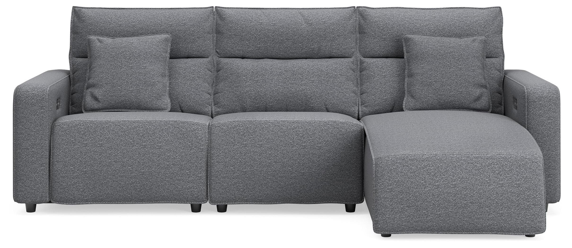 3-Piece Power Reclining Sofa With RAF Press Back Power Chaise · Salt And Pepper