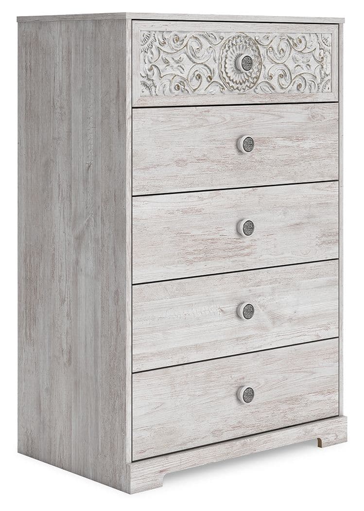 Paxberry - Five Drawer Chest - Whitewash