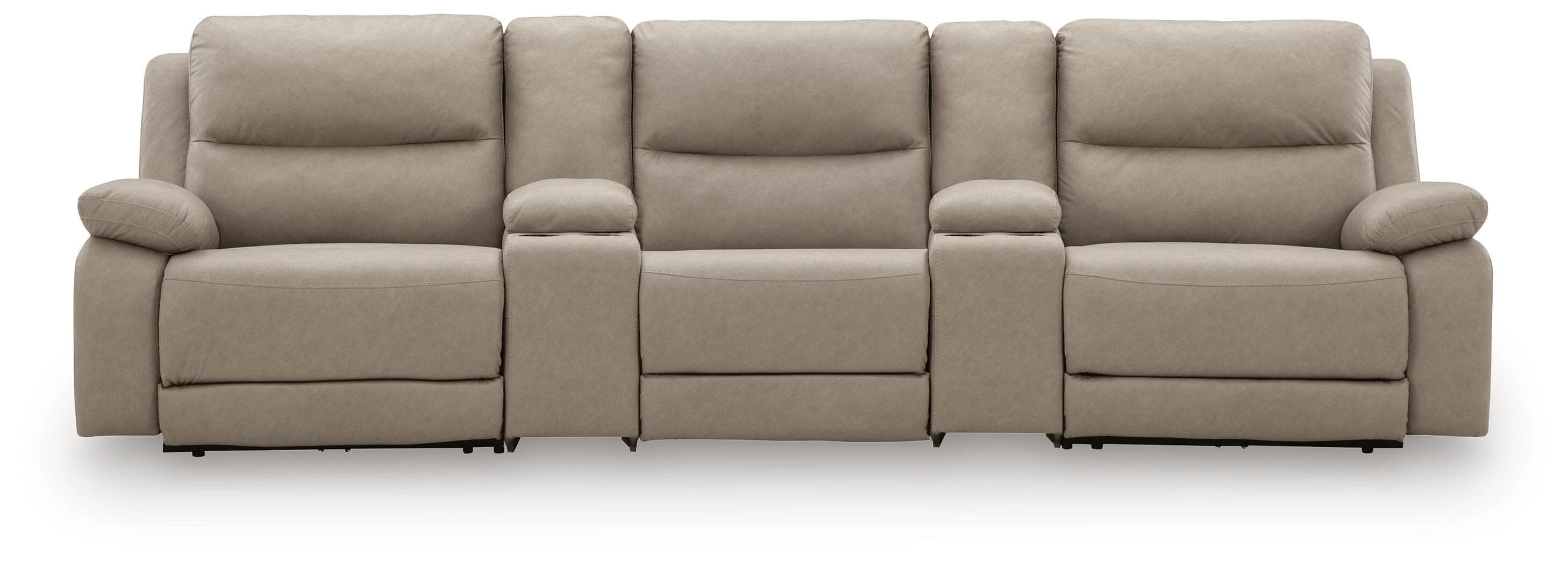 5-Piece Reclining Sectional With Power Armless Recliner And 2 Storage Consoles