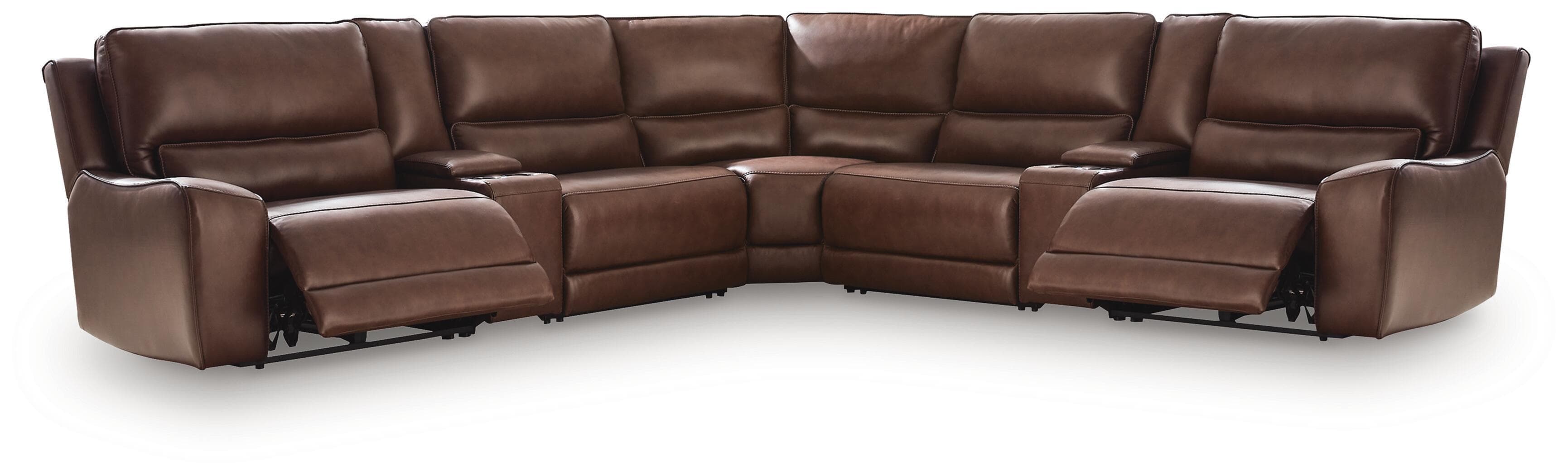 DeepWakes - 7-Piece Power Reclining Sectional With 2 Storage Consoles - Canyon