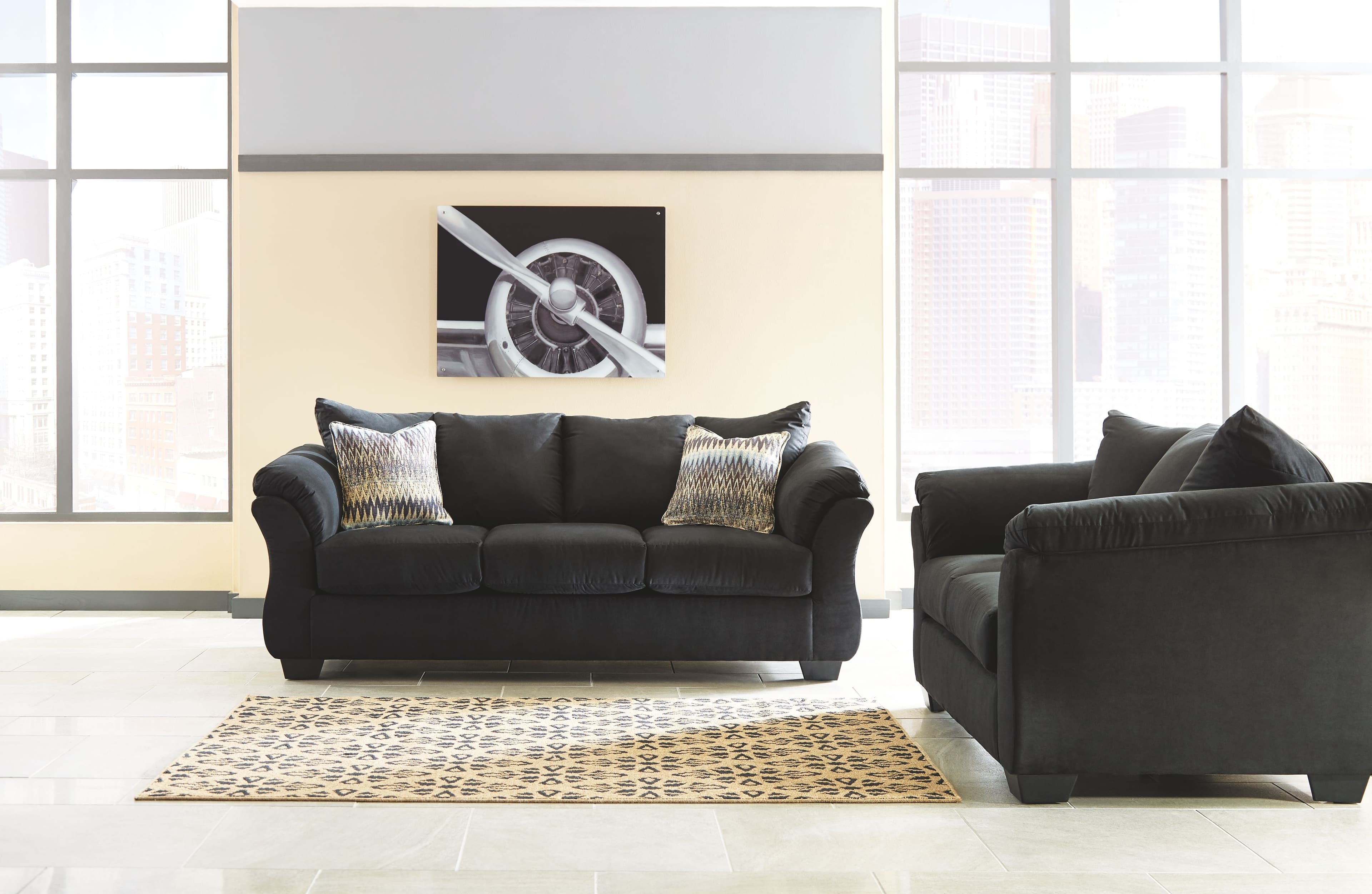 2 Pc. · Sofa, Loveseat · Black