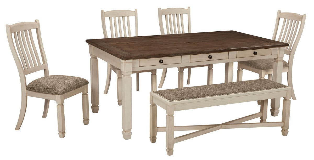6 Pc. · Dining Room Table, 4 Side Chairs, Bench