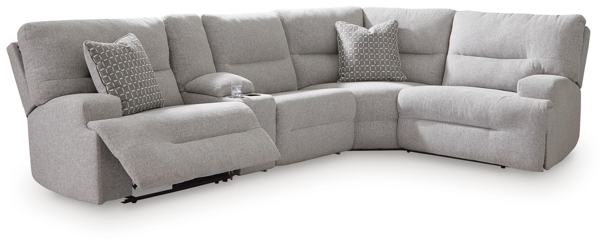 5-Piece Power Reclining Sectional With Storage Console · Pewter