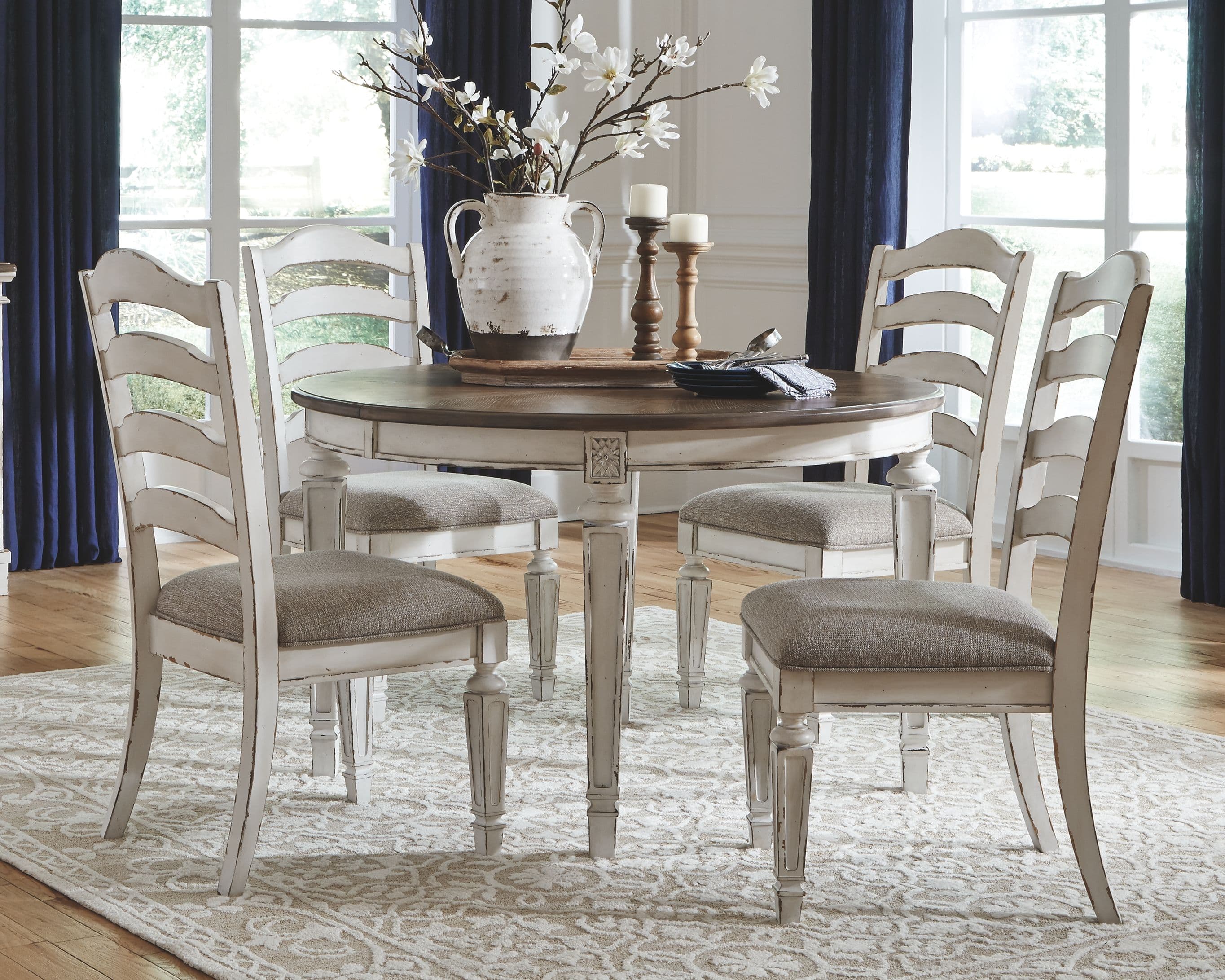 5 Pc. · Extension Table, 4 Ladderback Side Chairs