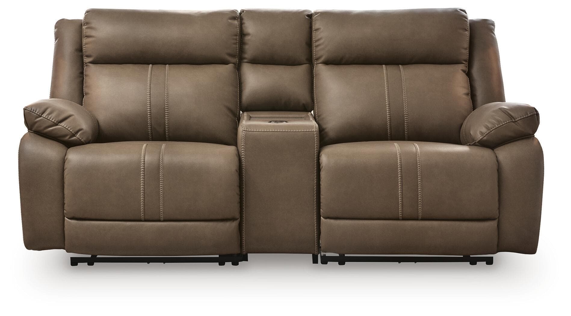 Max-Momentum - 3-Piece Power Reclining Sectional Loveseat With Audio Console - Biscotti