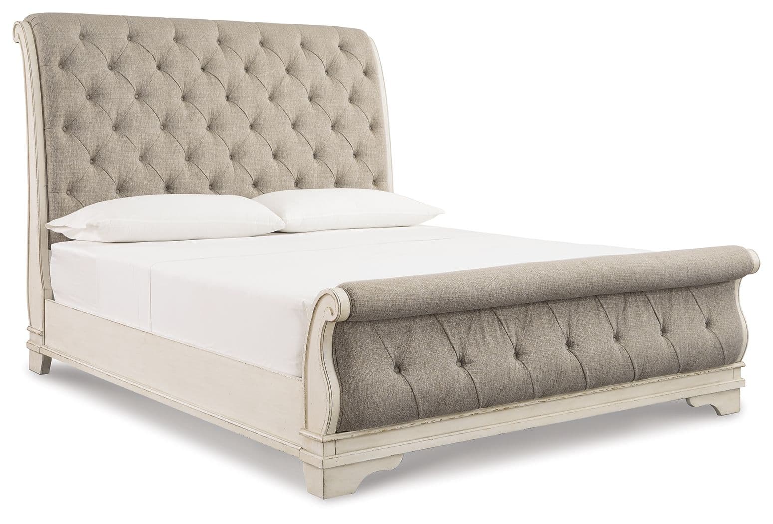 California King Upholstered Sleigh Bed