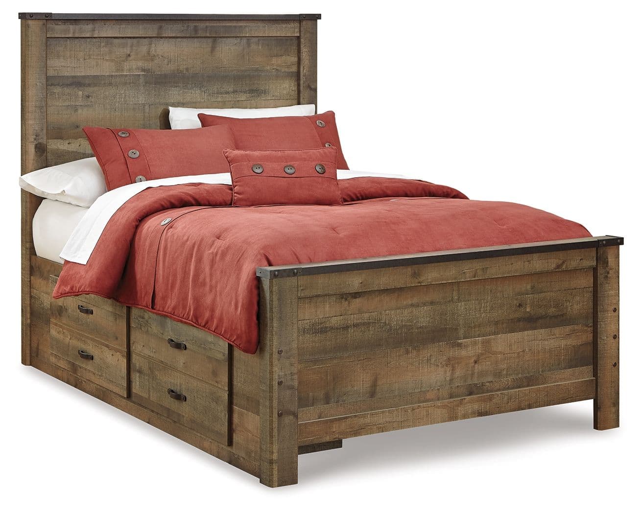 Full Panel Bed With 2 Storage Drawers