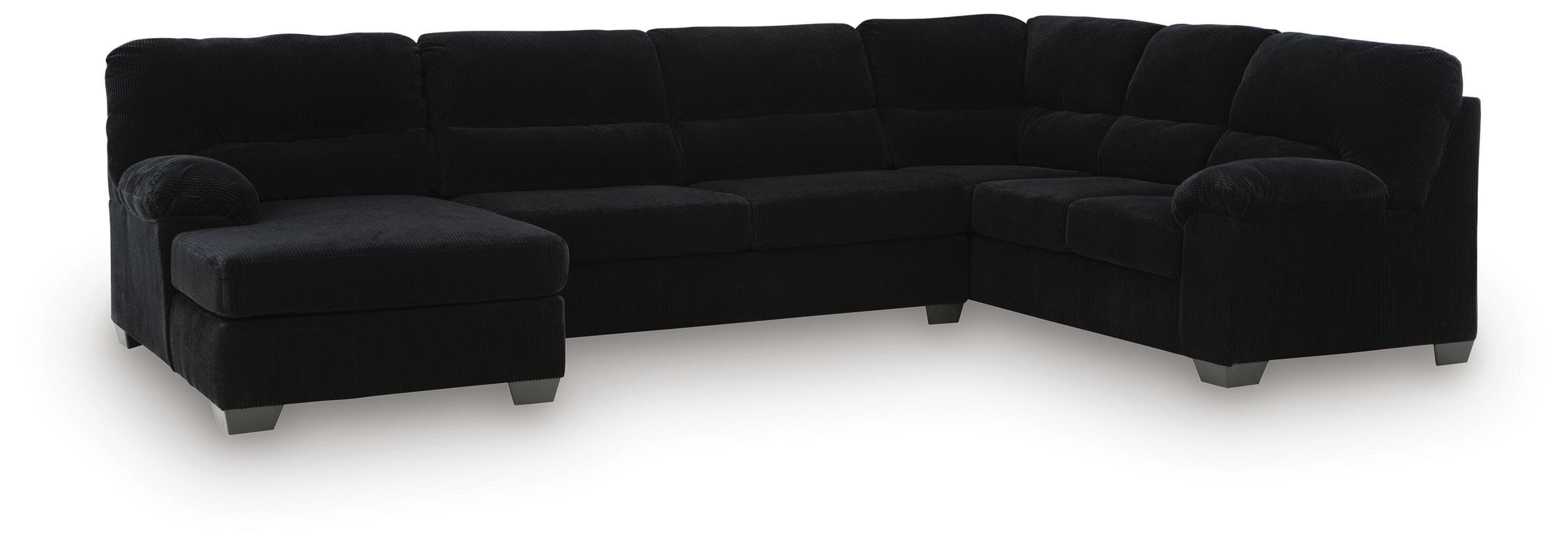 SimpleJoy - 3-Piece Sectional With LAF Corner Chaise- Onyx