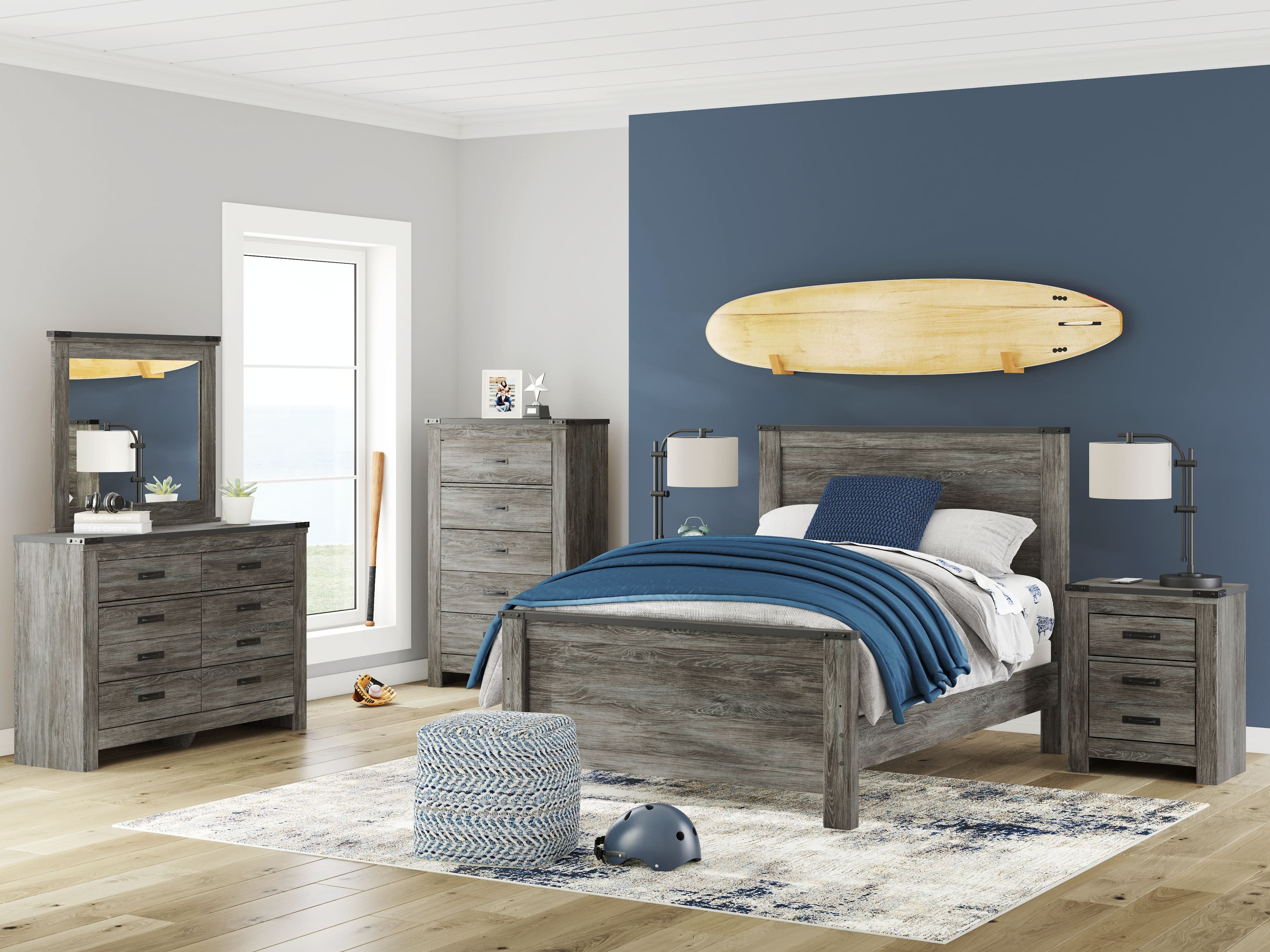 6 Pc. · Dresser, Mirror, Chest, Full Panel Bed